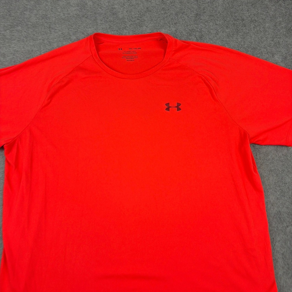 Under Armour T-Shirt Mens XXL Orange Tech Tee HeatGear Short Sleeve Gym Athletic - Picture 4 of 11